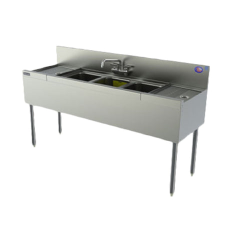Perlick TSD64C - TSD Series Underbar Sink Unit, Four Compartment, 72"W X 24"D