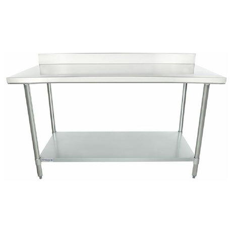 Stainless steel work table with backsplash, lower shelf, Empura Standard Duty design