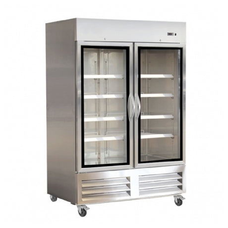 Empura Refrigeration E-KB54RG Two Section Glass Door Reach In Refrigerator 53.9" W Stainless Steel Construction