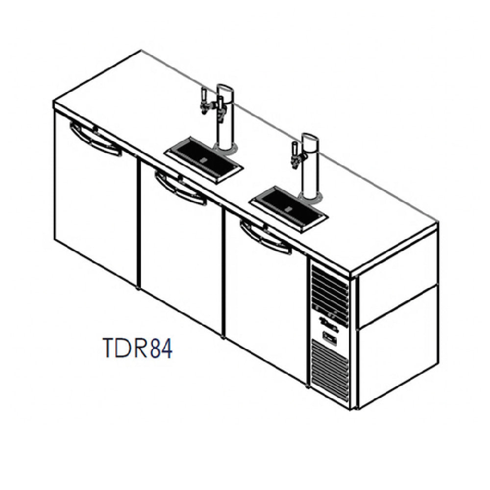 True Refrigeration TDR84-RI Refrigerated Draft Bar Cooler Three-section 84"W