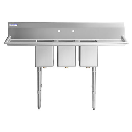 Empura Stainless EHD31014LR12 Heavy Duty Sink with Three Compartments and Drainboards