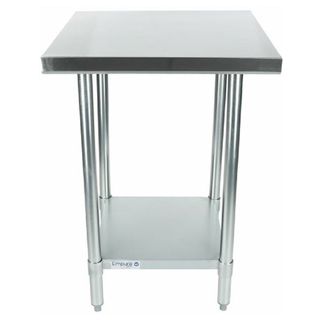 Stainless steel work table with undershelf and tubular legs for Empura Economy Work Table