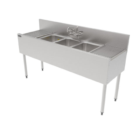 Perlick TS60M3-DB TS Series Underbar Multi-tank Sink Unit Three 18 Gauge Stainless Steel Compartment