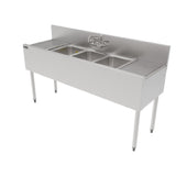 Perlick TS60M3-DB-STK - (Quick Ship) TS Series Underbar Multi-tank Sink Unit, Three 18 Gauge Stainless Steel Compartment