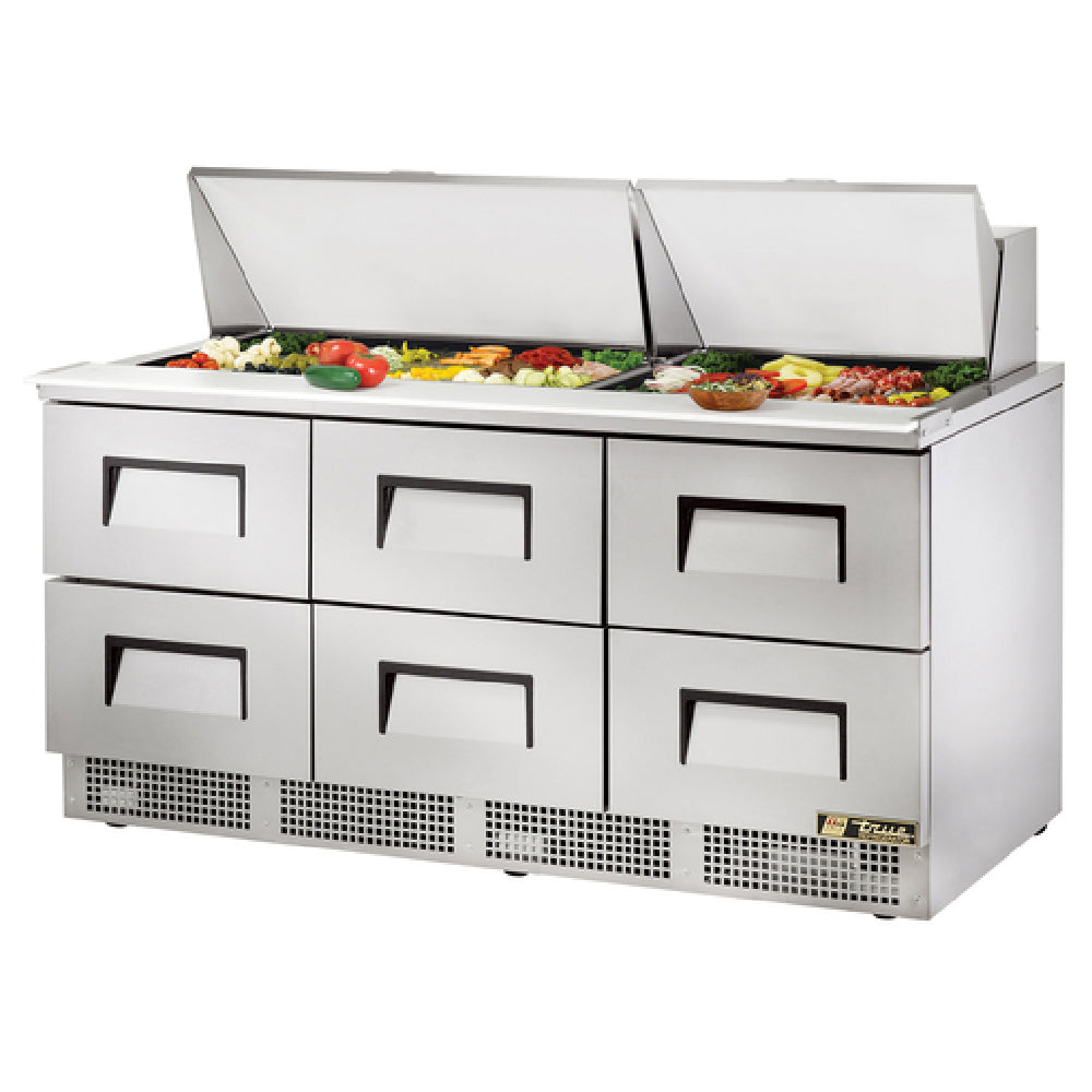 True Mfg. - General Foodservice TFP-72-30M-D-6 - Sandwich/Salad Unit, Three-section