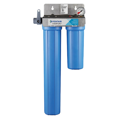 Dual-stage Everpure FX11 Water Filter System with pressure gauge, ideal for high flow rate