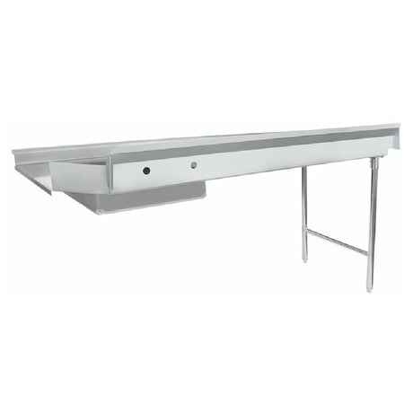 Empura ESDT72L Soiled Dishtable with drain board and support legs in straight design