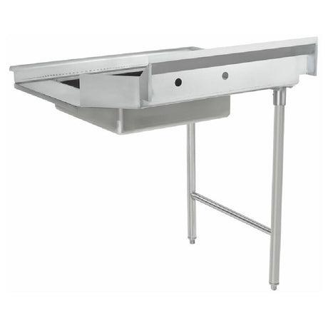 Stainless steel ESDT36L Soiled Dishtable with sloped surface and support legs in straight design