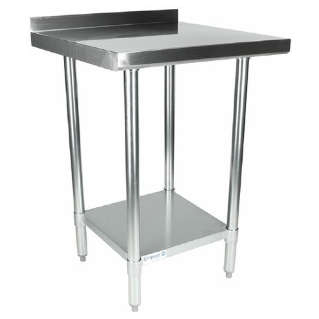 Stainless steel prep table with backsplash and lower shelf, Empura EWT2B2424 Economy Work Table