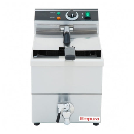 Empura Stainless E-DF-12L single tank electric countertop fryer with drain spout and controls