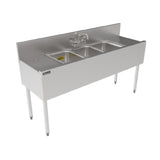 Perlick TS60M3-DB-STK - (Quick Ship) TS Series Underbar Multi-tank Sink Unit, Three 18 Gauge Stainless Steel Compartment