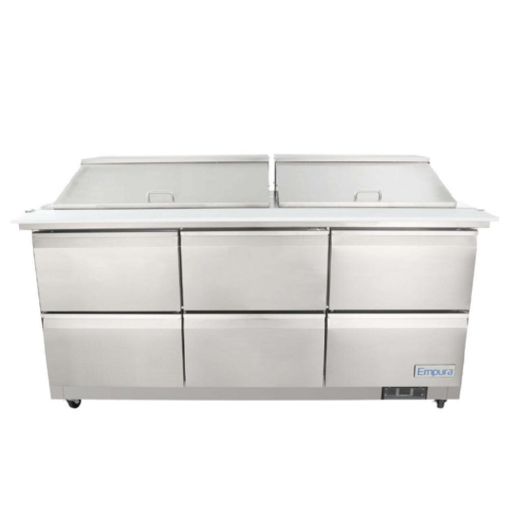 Empura E-KSP72M-D6 - Refrigerated Sandwich/Salad Mega Top Prep Table With Drawers
