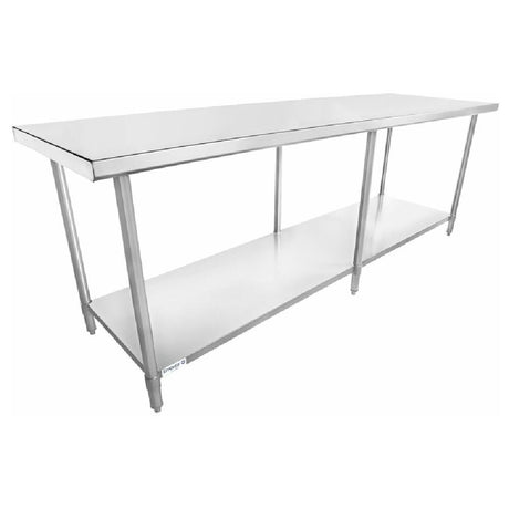 Stainless steel Empura Super Duty work table with undershelf, 30’’ X 96’’, no backsplash