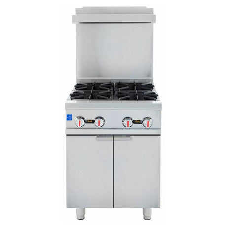 Empura Stainless EGR-24FC 24” Wide Commercial Gas Range 4 Top Burners With Storage Space And 2 Swing Doors