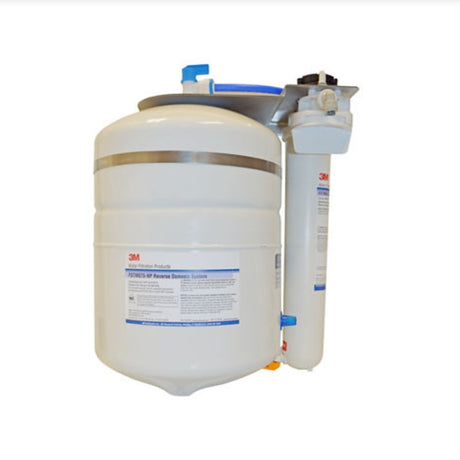 White cylindrical tank with blue accents for 3M FSTM-075 Reverse Osmosis Water Filtration System