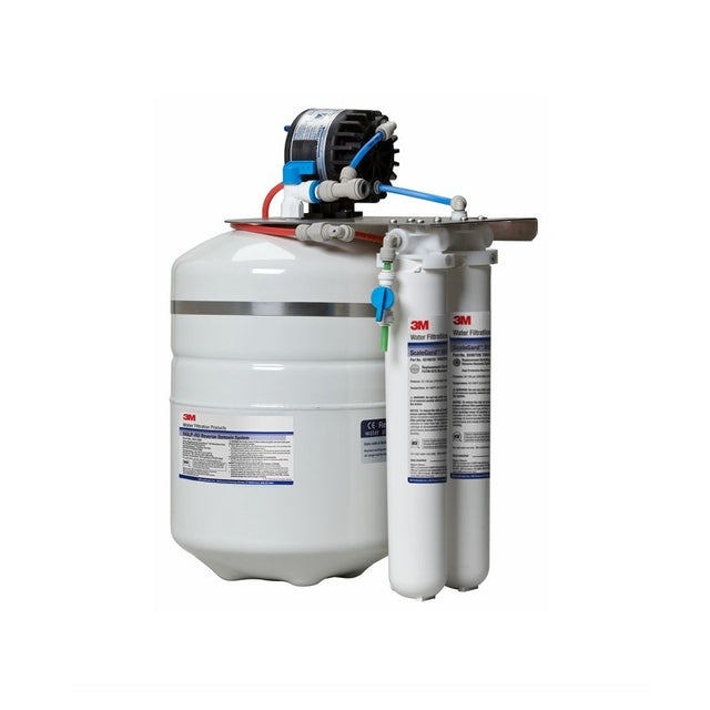 3M SGLP-RO Reverse Osmosis Water Filtration System with white tank and dual filters