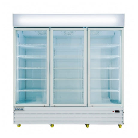 Three-door Empura Refrigeration EGM-75W white swinging glass door merchandiser refrigerator