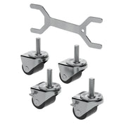 Set of four Hoshizaki HS-5037 swivel caster wheels with mounting bolts and wrench tool