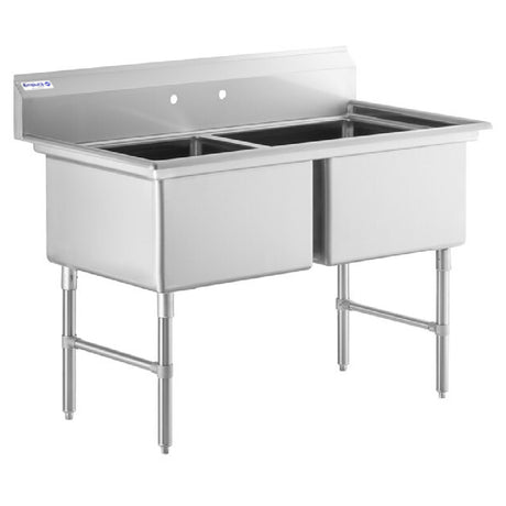 Stainless Steel Double-Basin Empura Stainless EHD22424 Sink with Legs and Backsplash