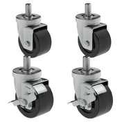 Set of four black swivel caster wheels with threaded stems for Hoshizaki HS-5288
