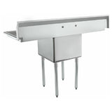 Stainless ESD11818LR18 sink with dual drainboards and adjustable legs for commercial use