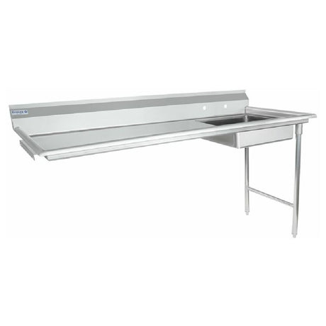 Stainless steel commercial dish table with sink and drainboard EUDT72R Soiled Dishtable