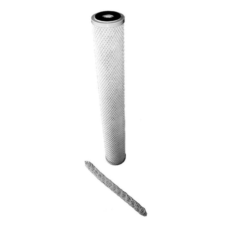 Carbon block water filter cartridge with mesh exterior for Everpure replacement cartridge