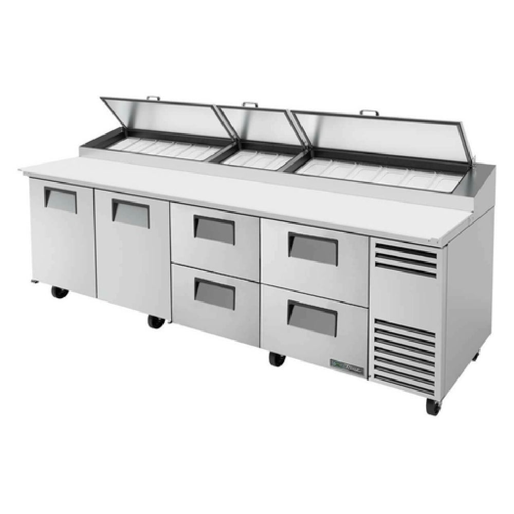 True Refrigeration TPP-AT-119D-4-HC_LH Pizza Prep 33 41°F Pan Rail