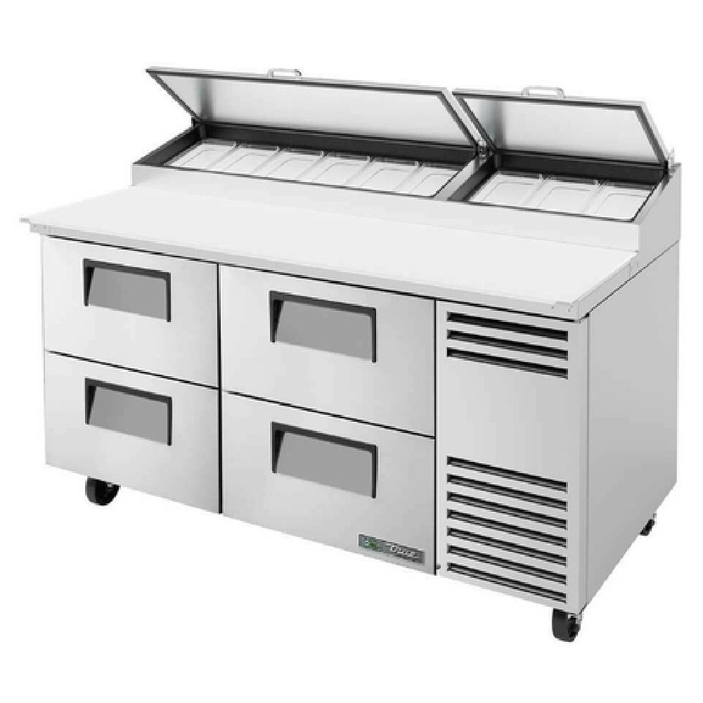 True Mfg. - General Foodservice TPP-AT-67D-4-HC - Pizza Prep, 33 - 41°F Pan Rail