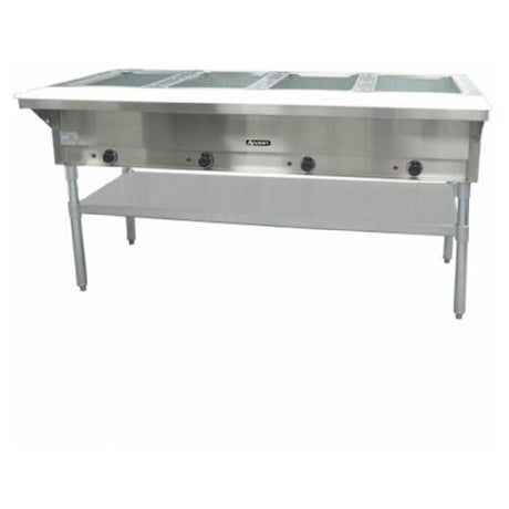 Commercial Empura Steam Table Open Well 4 Bay with multiple stainless steel compartments