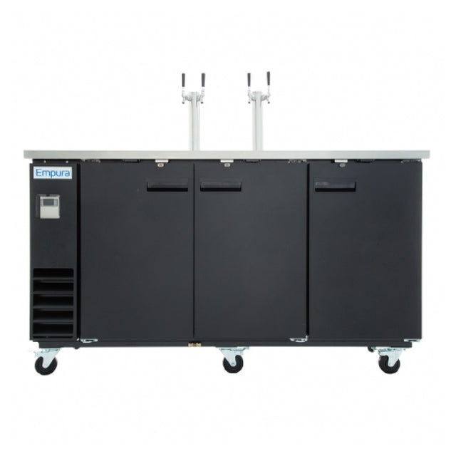 Empura Refrigeration E-KDD4-2 3 Door Direct Draw Beer Dispenser 20.8 Cu Ft 2 Dual Tap Towers/Beer Columns