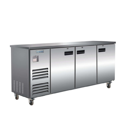 Empura E-KBB90-3-27-S - Back Bar Cooler, 3 Swing Solid Doors, 90"W X 27 5/8"D X 42 1/2"H