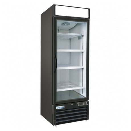 Commercial glass door freezer with white shelving in Empura Refrigeration E-EGM-23FB