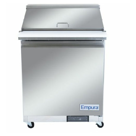 Stainless steel sandwich salad table refrigerator on wheels with Empura brand label