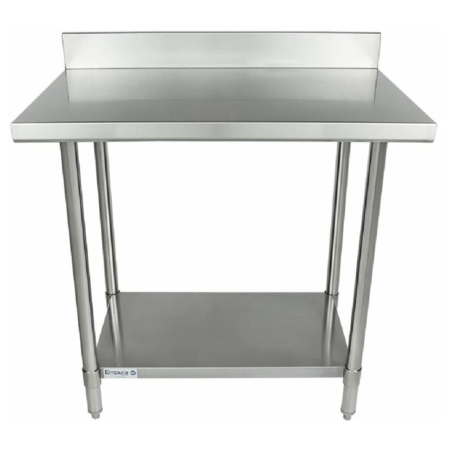 Stainless Steel Empura Super Duty Work Table with Backsplash and Lower Shelf