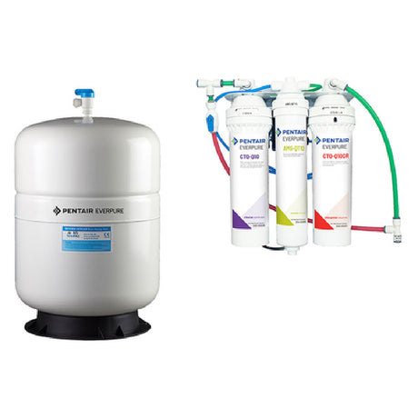 Water filtration system with storage tank and three-stage filter cartridges for OPS70CR