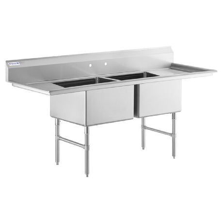 Stainless Steel Empura EHD22424LR18 Heavy Duty Sink with Two Basins and Drainboards