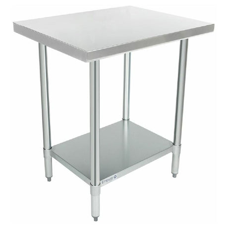 Stainless steel economy work table with two tiers and plastic adjustable bullet feet