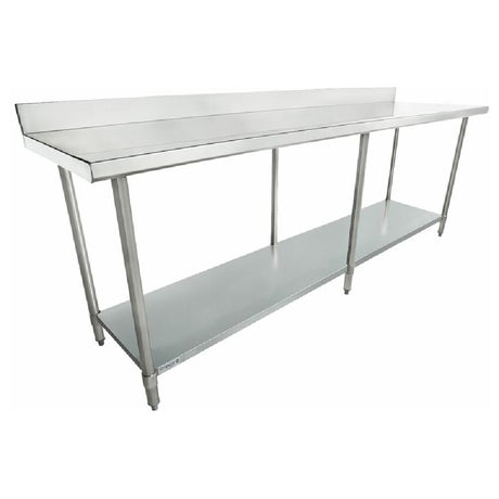 Stainless Steel Prep Table with Backsplash and Lower Shelf, Empura Standard Duty Work Table