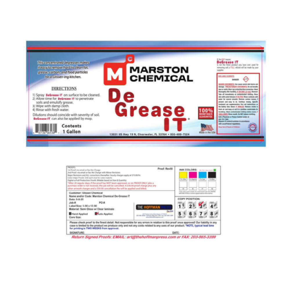 Marston Chemical 300184 Concentrated Degreaser 1 Gallon Makes It Easy To Remove Hard To Clean Fat