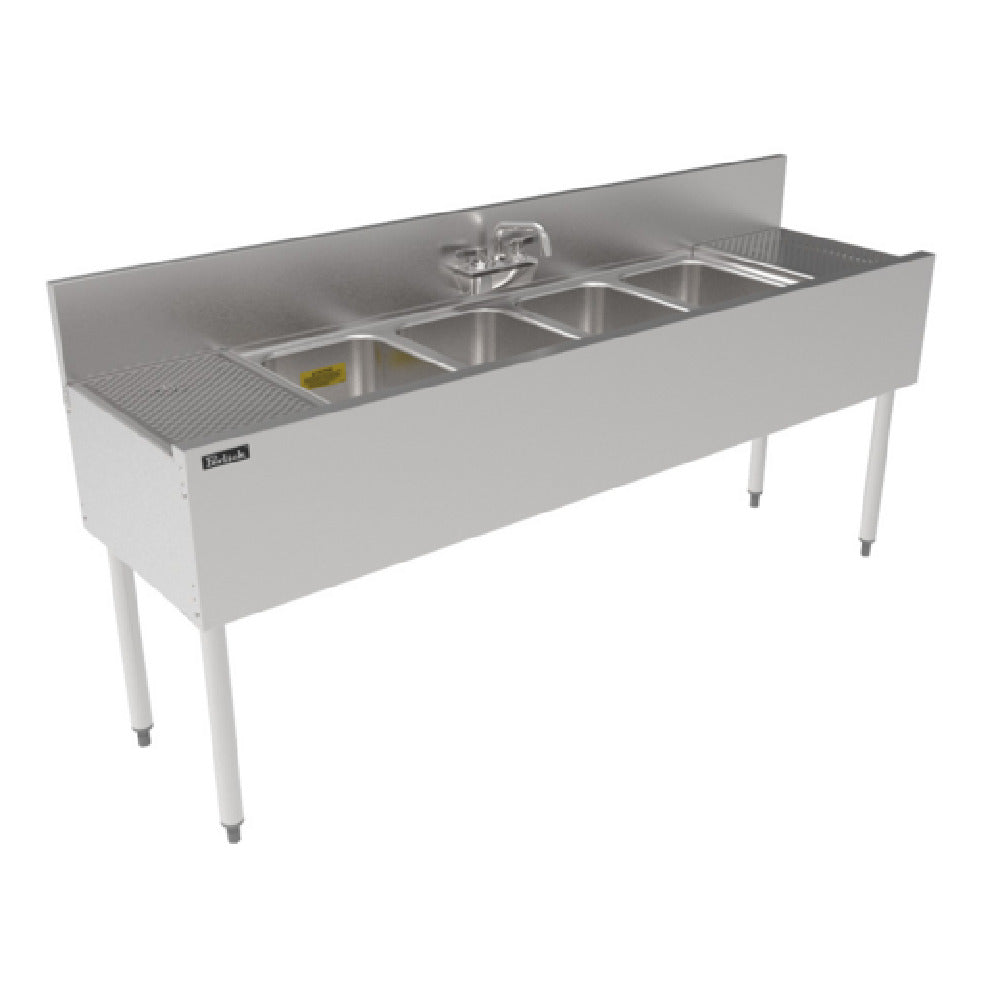 Perlick TS72M4-DB-STK - (Quick Ship) TS Series Underbar Multi-tank Sink Unit, Four 18 Gauge Stainless Steel Compartment
