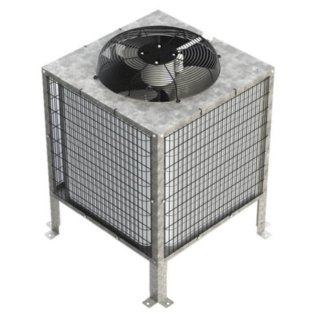 Air conditioning condenser unit with optional grill guard kit for Ice-O-Matic products