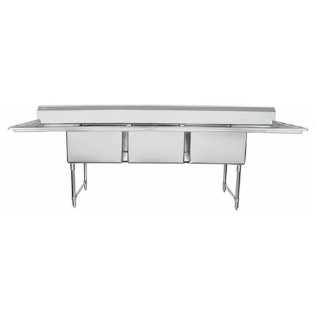 Stainless steel Empura Stainless EHD32424LR24 sink with three compartments and drainboards