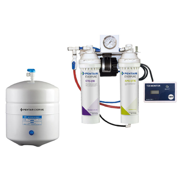 Water filtration system featuring Everpure BWS Reverse Osmosis with dual filter cartridges