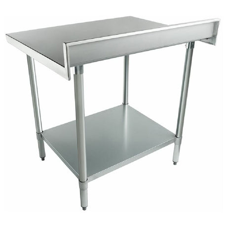 Stainless Steel Work Table with Two Shelves and Raised Edges, Empura Standard Duty Design