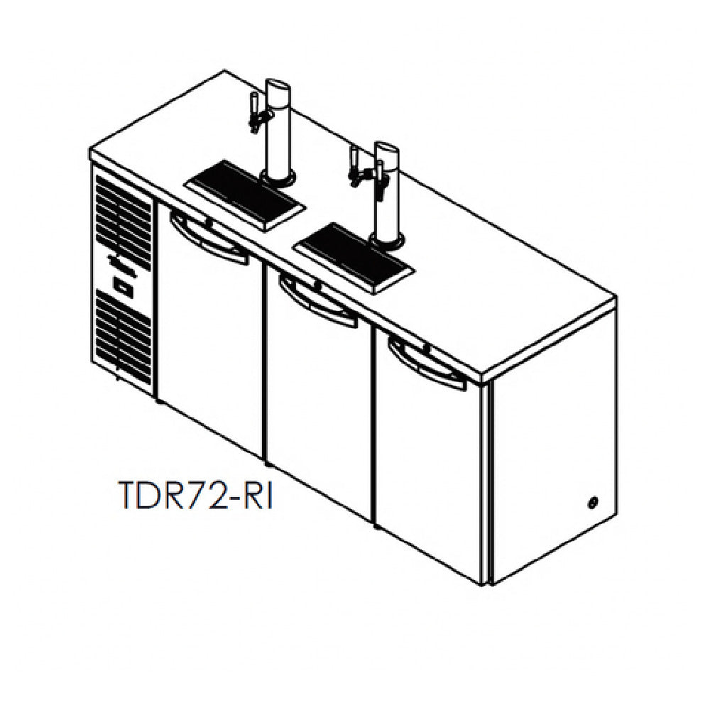 True Refrigeration TDR72-RI Refrigerated Draft Bar Cooler Three-section 72"W