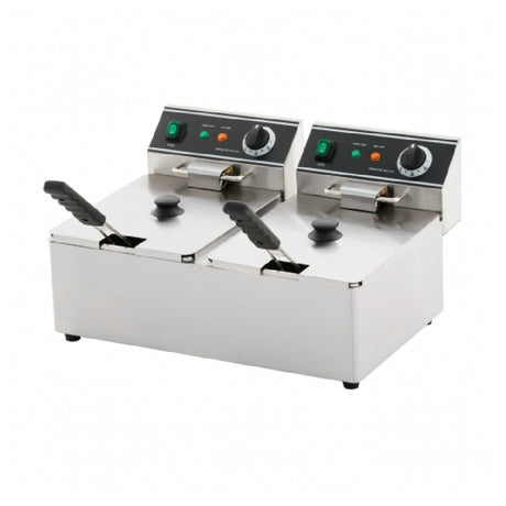 Empura Stainless E-DF-6L/2 dual tank electric countertop fryer with temperature controls