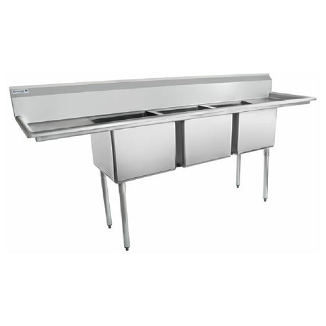 Stainless steel Empura Stainless ESD31818LR18 sink with three compartments and drainboards