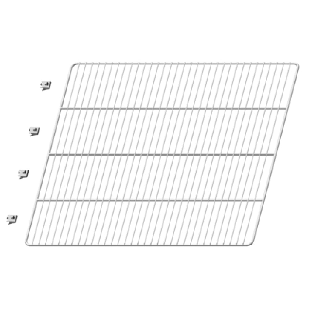 Wire rack shelf with horizontal bars and mounting brackets for Pizza Prep Tables, epoxy coated wire