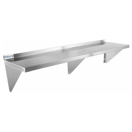 Stainless steel Empura wall mount storage shelf with triangular brackets, 15’’ x 60’’